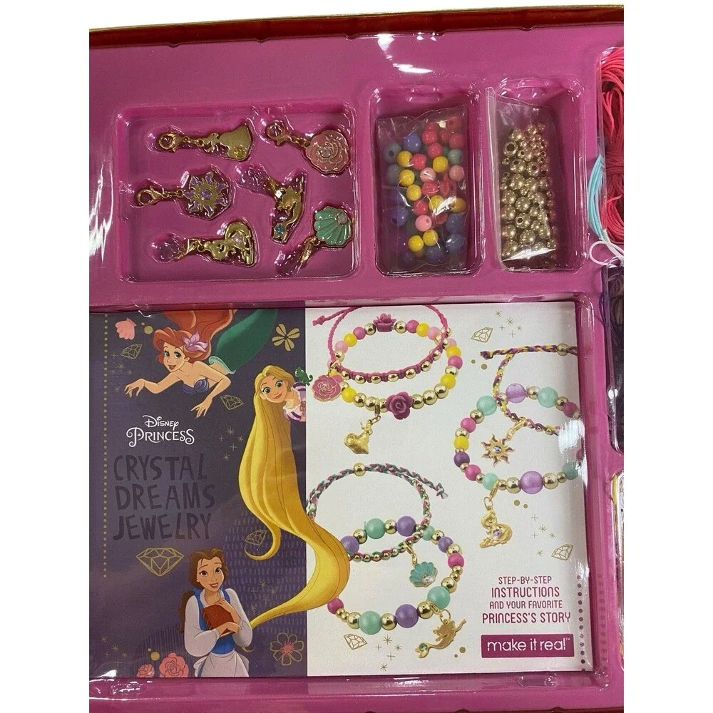 Disney Princess Crystal Dreams Jewelry Making Kit DIY Beads Charms 6 Bracelets